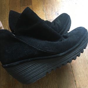 Black suede leather upper boots